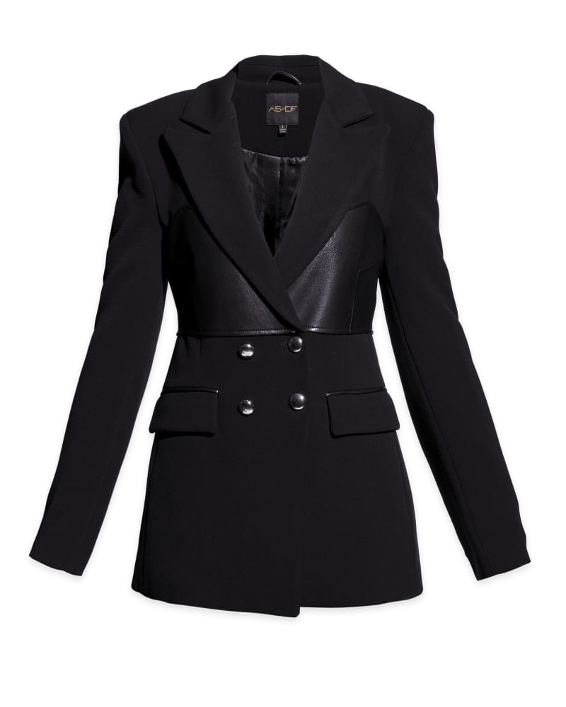 Front of a size XL Vera Bustier Blazer in Black by AS by DF. | dia_product_style_image_id:312108